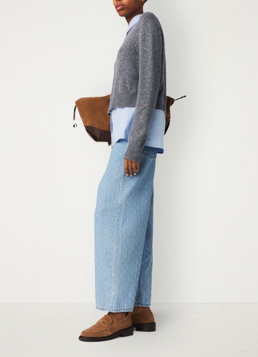 Maje Cropped trui in wolblend met strass en afneembare details - detail 4 grijs