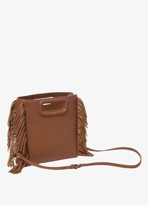 Maje Crossbodytas met franjes - detail cognac