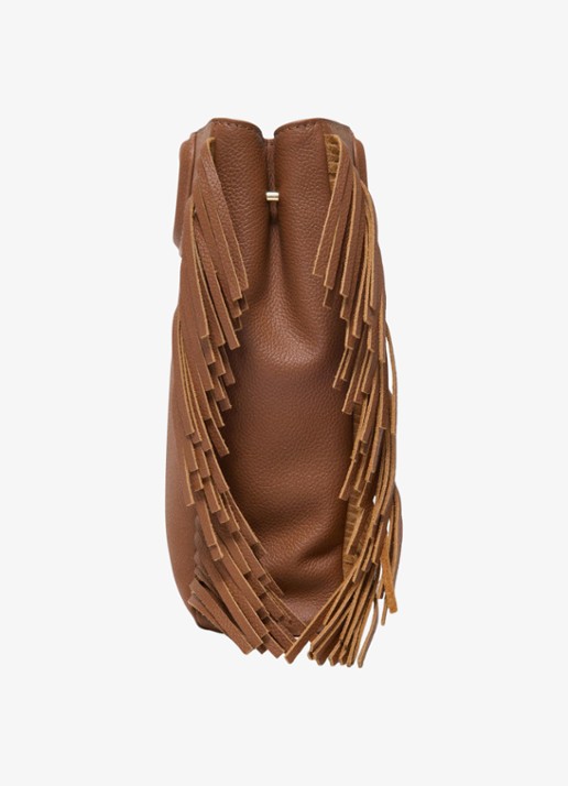 Maje Crossbodytas met franjes - detail 2 cognac