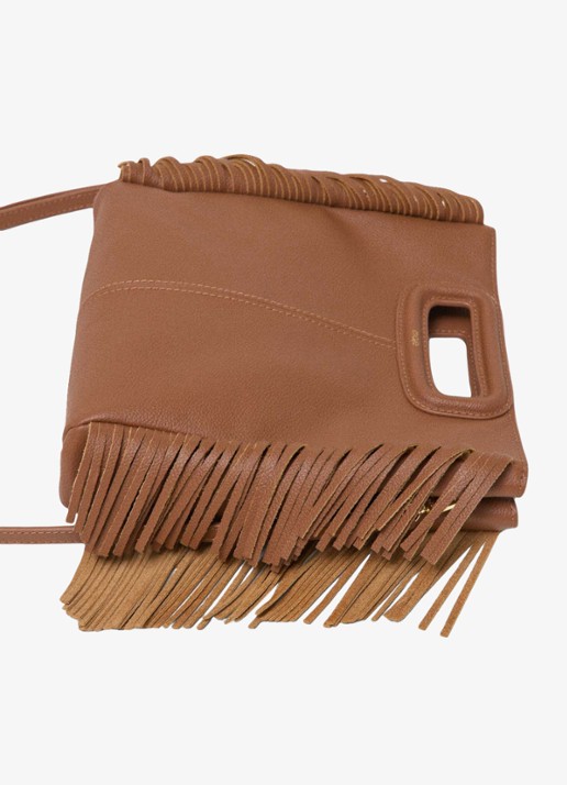 Maje Crossbodytas met franjes - detail 3 cognac