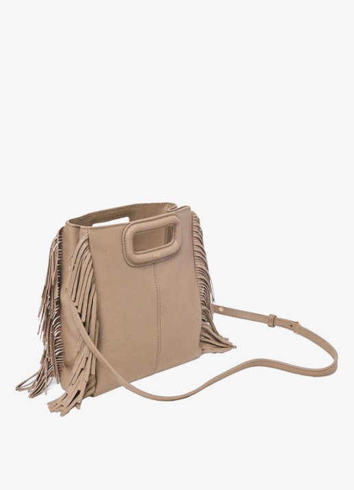 Maje Crossbodytas met franjes - detail beige