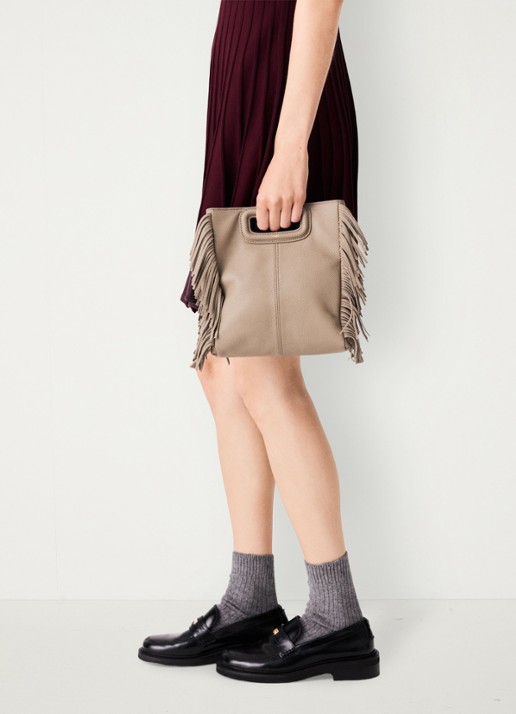 Maje Crossbodytas met franjes - detail 3 beige