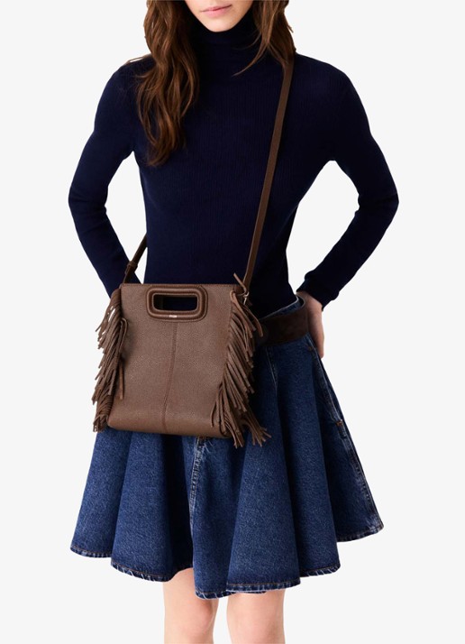 Maje Crossbodytas met franjes - voorkant 2 bruin