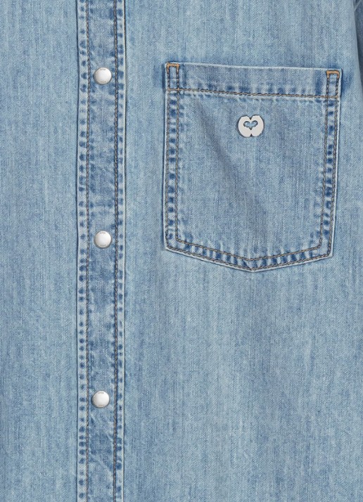 Maje Denim blouse met logo - detail 6 donkerblauw
