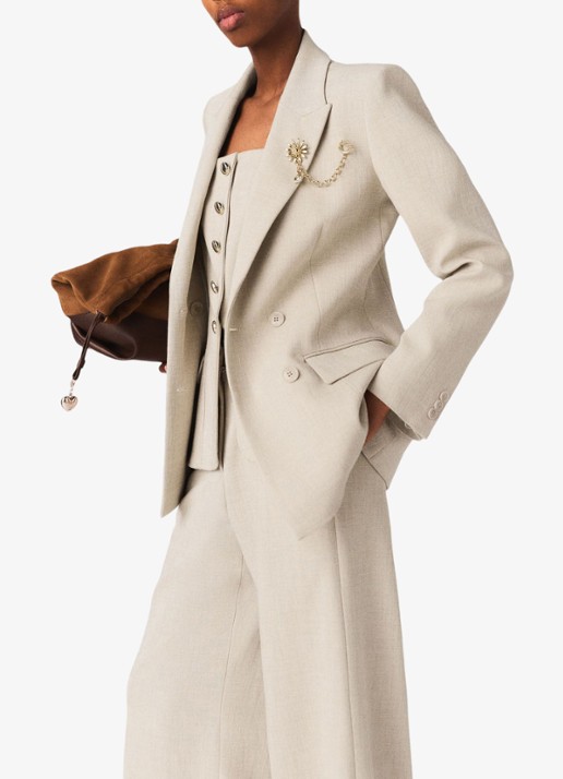 Maje Double-breasted blazer met klepzakken - detail 2 beige