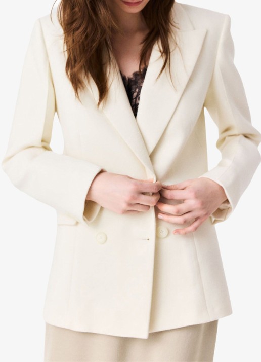 Maje Double-breasted blazer met klepzakken - detail 5 beige