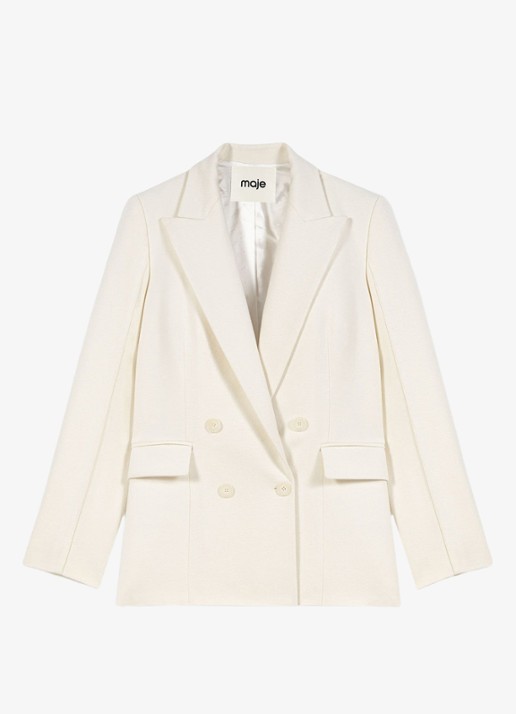 Maje Double-breasted blazer met klepzakken - voorkant 7 beige
