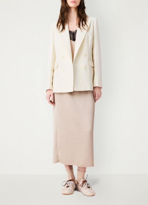 Maje Double-breasted blazer met klepzakken - voorkant 8 beige