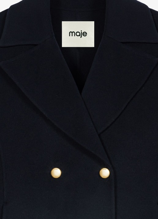 Maje Double-breasted jack met steekzakken - detail donkerblauw