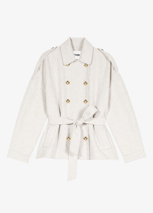 Maje Double-breasted trenchcoat met strikceintuur