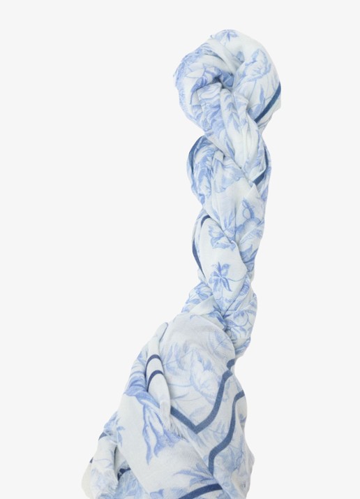 Maje Echaleblue sjaal in wolblend met print 140 x 140 cm  - detail 4 lichtblauw