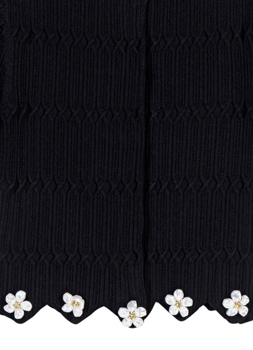 Maje Fijngebreid cropped vest met sierknopen - detail 6 jeans