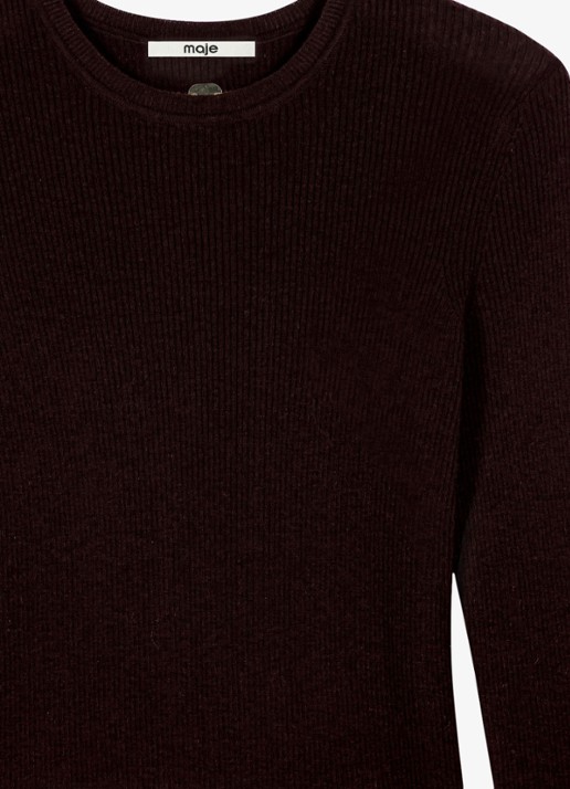 Maje Fijngebreide top in wolblend - detail 8 donkerbruin