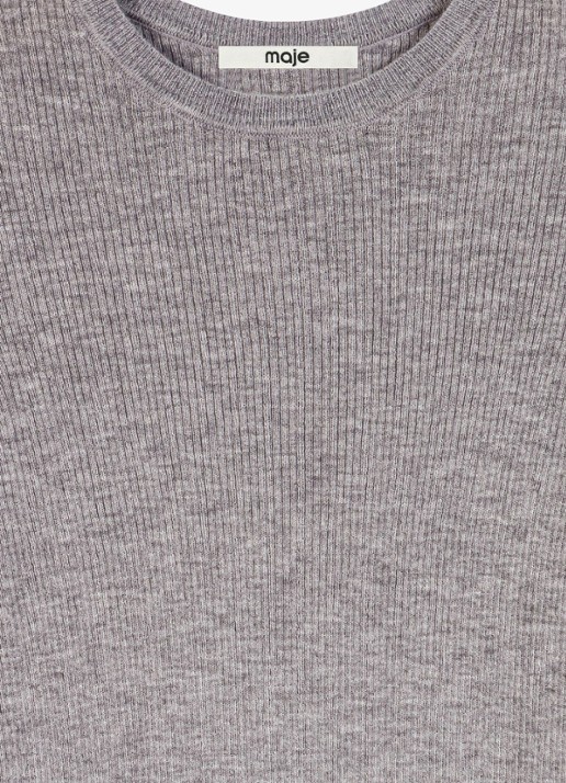 Maje Fijngebreide top in wolblend - detail 5 grijs