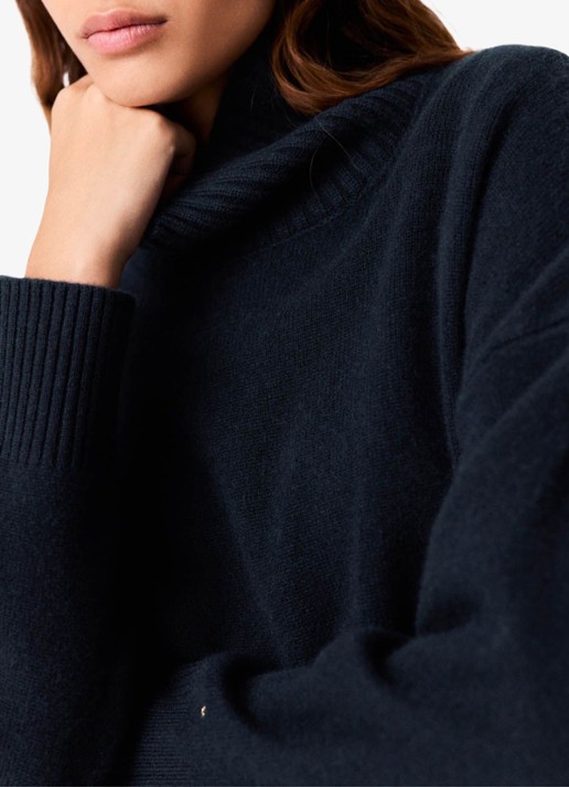 Maje Fijngebreide trui van kasjmier met col - detail 7 donkerblauw