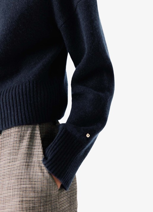 Maje Fijngebreide trui van kasjmier met col - detail 8 donkerblauw