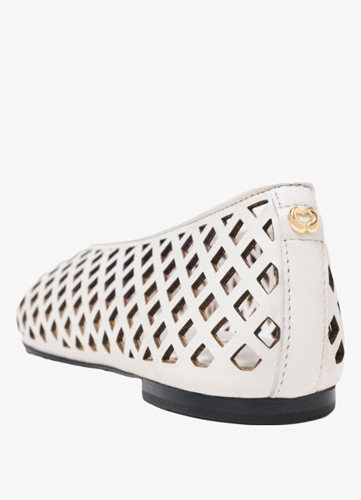 Maje Filaria ballerina van leer met cut-out details - achterkant 6 wit