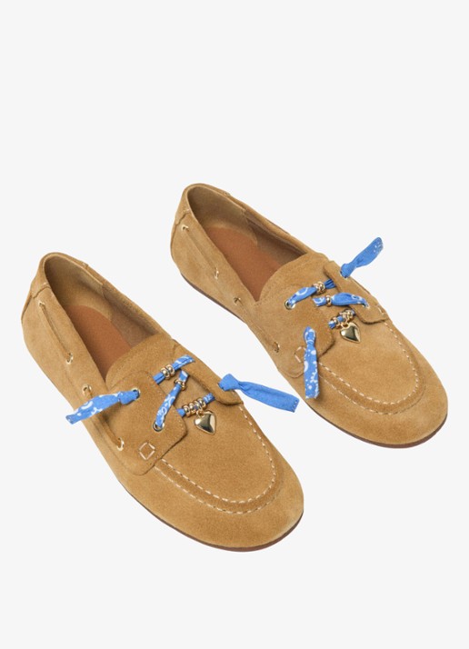 Maje Finolanude loafers van suède - detail camel