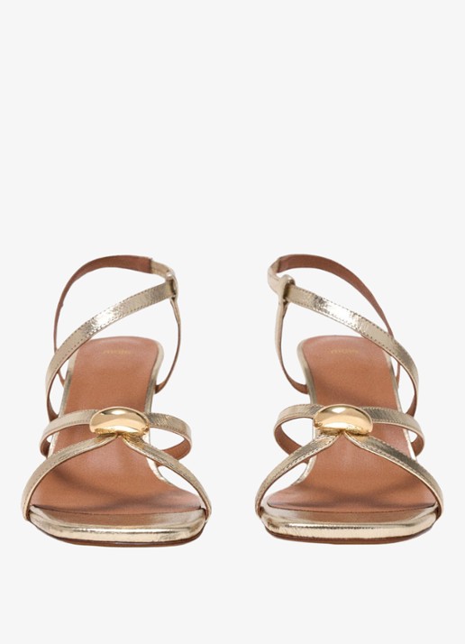 Maje Fivetamet sandalette van geitenleer met metallic finish  - detail 3 goud