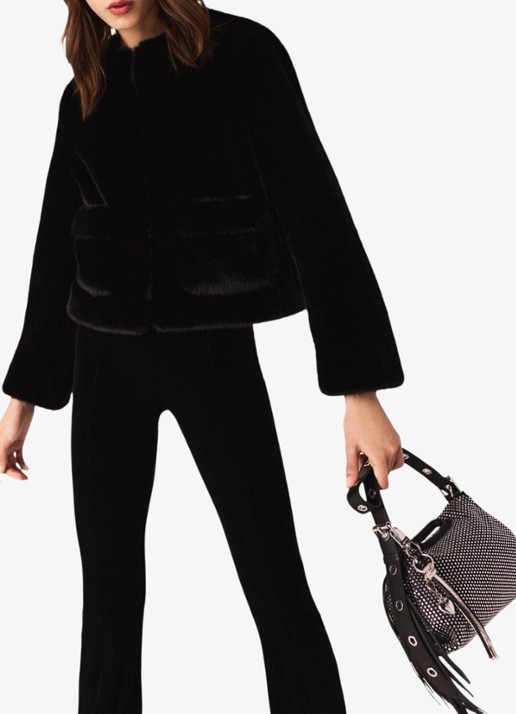 Maje Flared fit broek van fluweel  - detail 4 zwart