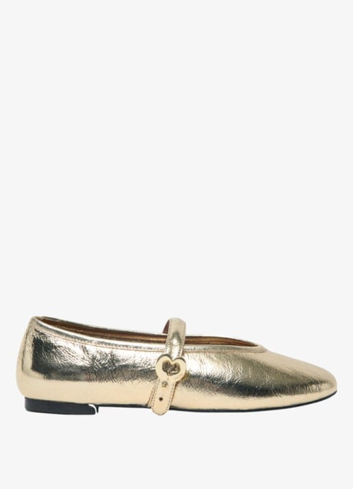 Maje Flaria ballerina van leer met metallic finish
