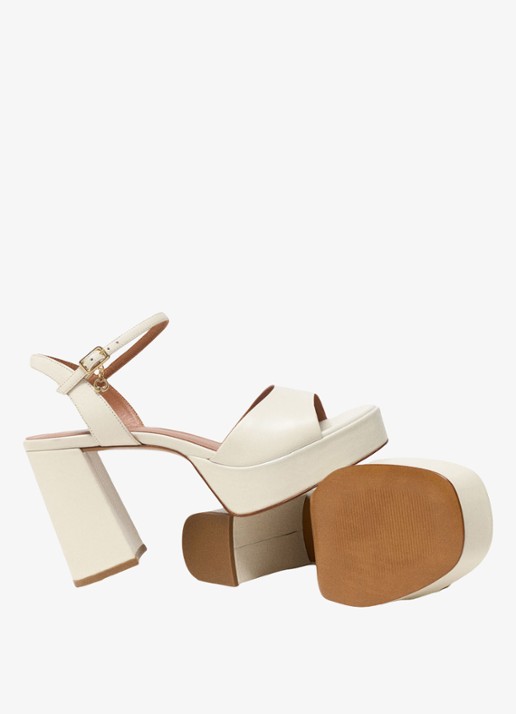 Maje Fralow sandalette van leer met plateauzool - detail 4 beige