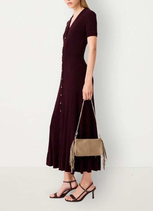 Maje Gebreide maxi-jurk met gouden knopen