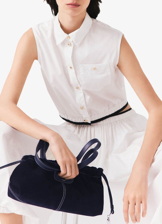 Maje Gecropte mouwloze blouse - detail 2 wit