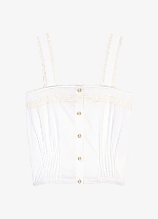 Maje Gecropte top met kantbies - voorkant wit