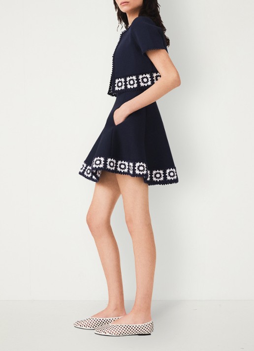 Maje Gecropte vest met haakwerkinzet - detail 5 donkerblauw