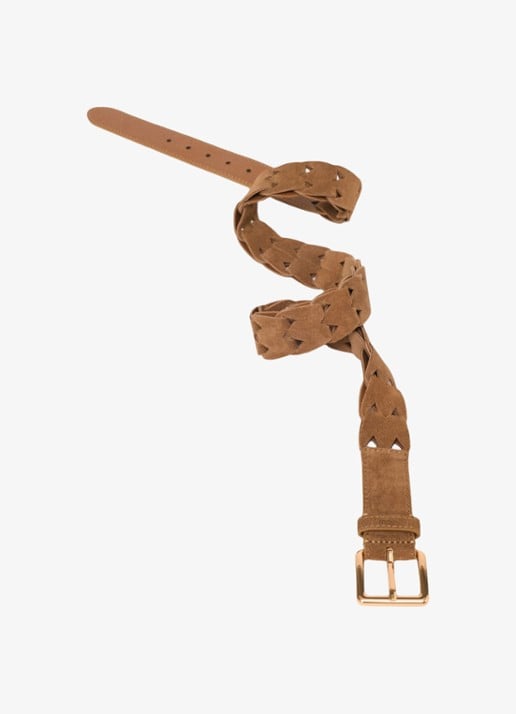 Maje Gevlochten riem van suède - detail camel