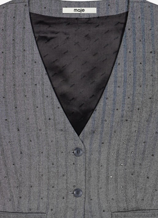 Maje Gilet met strass - detail 2 grijs