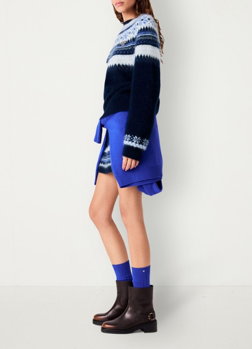 Maje Grofgebreide pullover met ingebreide print