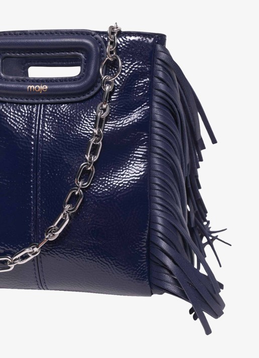 Maje Handtas van leer - detail 3 donkerblauw