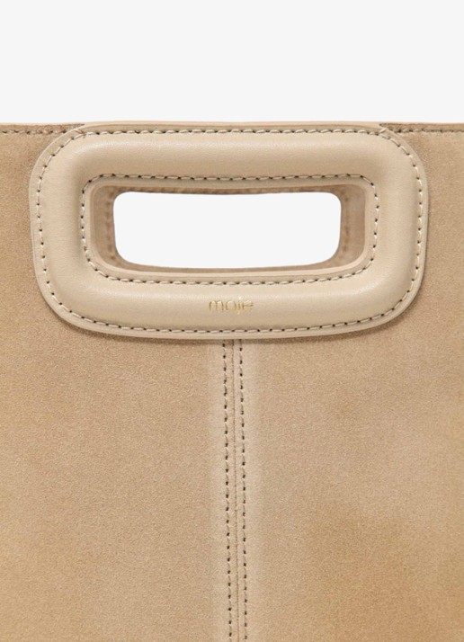 Maje Handtas van suède met afneembare schouderriem - detail beige