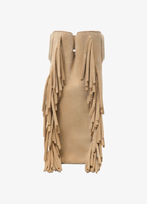 Maje Handtas van suède met afneembare schouderriem - detail 2 beige