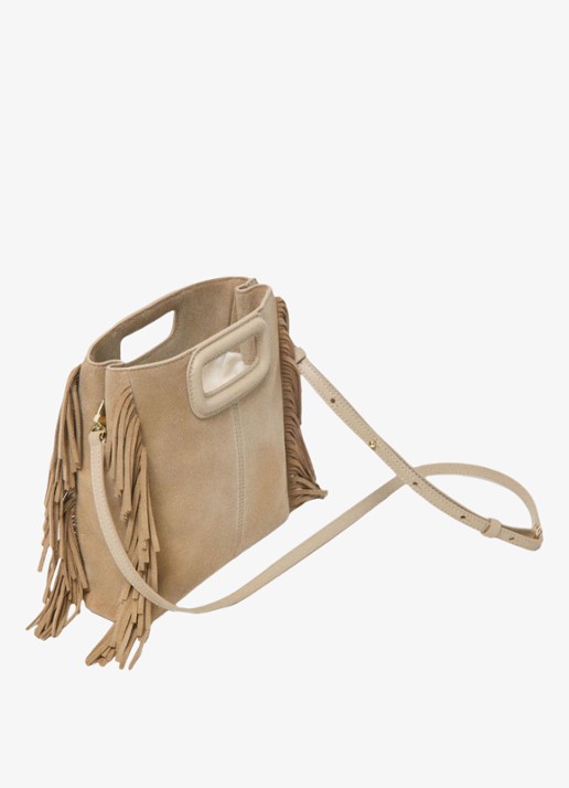 Maje Handtas van suède met afneembare schouderriem - detail 3 beige