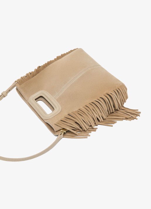 Maje Handtas van suède met afneembare schouderriem - detail 4 beige