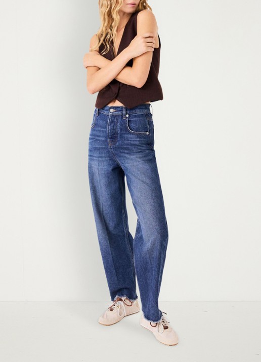 Maje High waist balloon fit jeans met medium wassing - detail 2 donkerblauw