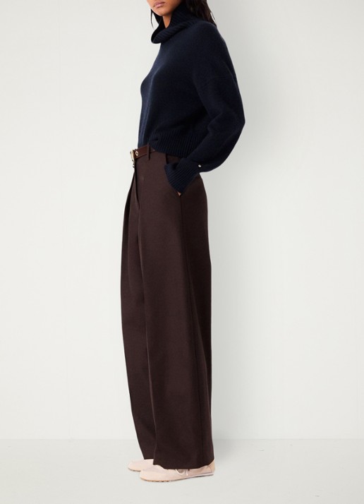 Maje High waist balloon fit pantalon in wolblend met steekzakken