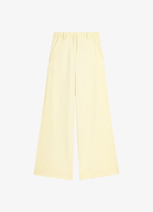 Maje High waist flared fit pantalon met steekzakken - voorkant 5 lichtgeel