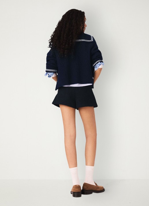 Maje High waist korte broek van denim  - achterkant 6 donkerblauw