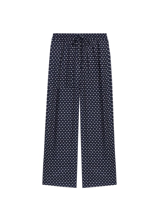 Maje High waist wide fit broek met print - voorkant donkerblauw