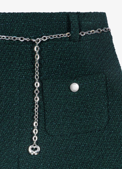 Maje High waist wide fit korte broek met tweed-look - detail 6 donkergroen