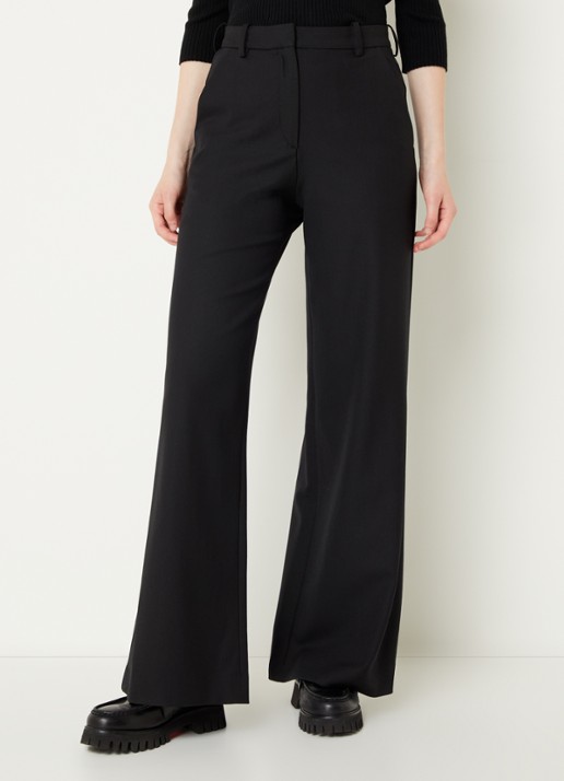 Maje High waist wide fit pantalon in wolblend met steekzakken