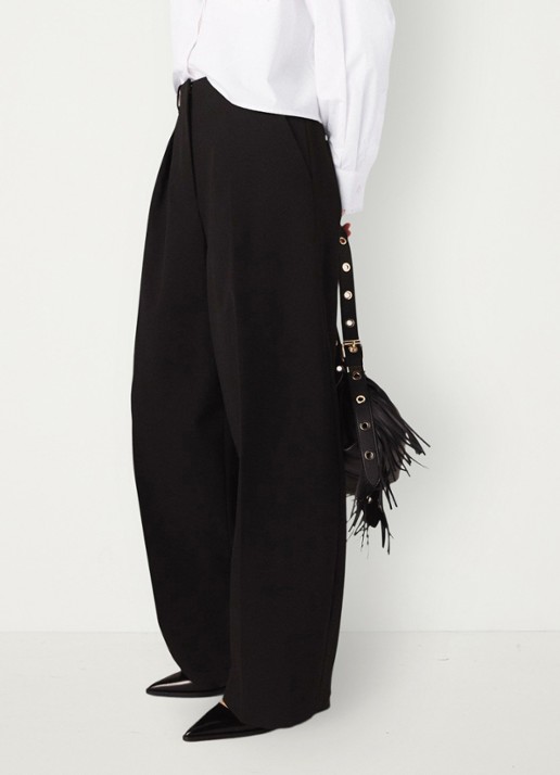 Maje High waist wide fit pantalon in wolblend met steekzakken