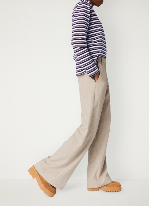 Maje High waist wide fit pantalon met steekzakken - detail 5 beige