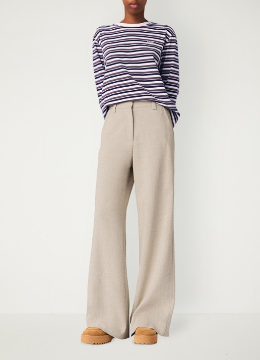 Maje High waist wide fit pantalon met steekzakken - voorkant 3 beige