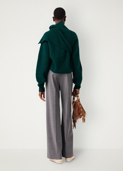 Maje High waist wide fit pantalon met steekzakken - achterkant grijs