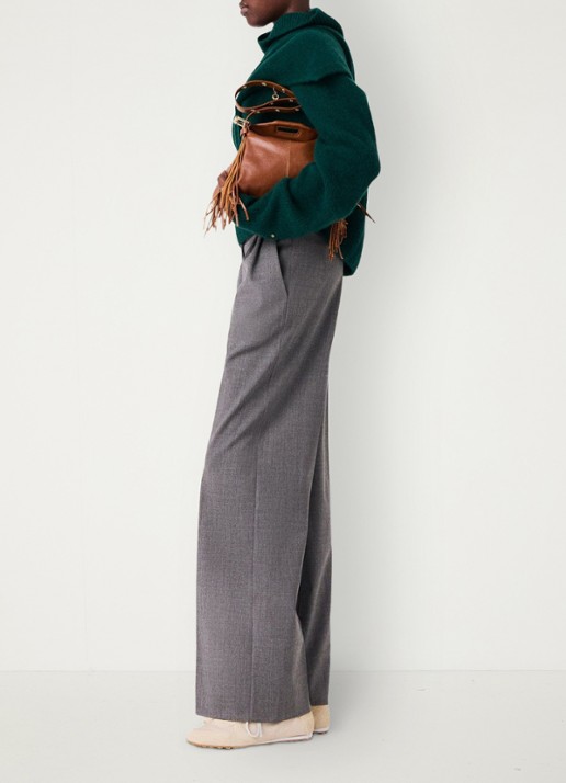 Maje High waist wide fit pantalon met steekzakken - detail 2 grijs